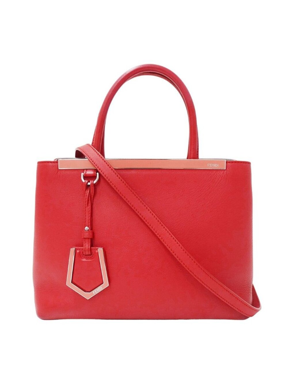 Fendi 2-Way Shoulder Bag Leather Petit Toujours Red Handle Bag Fabric Going